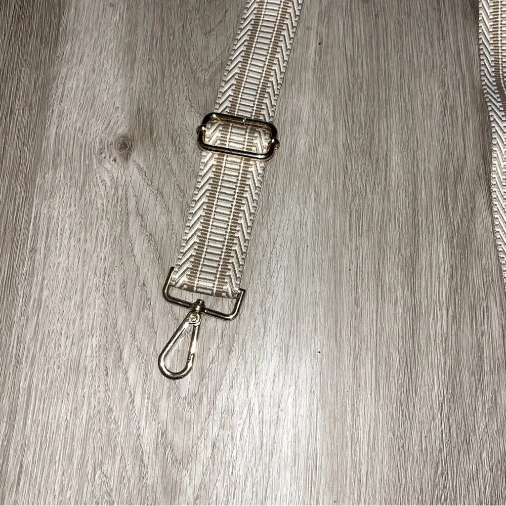 Tan & White Printed Crossbody Bag Strap